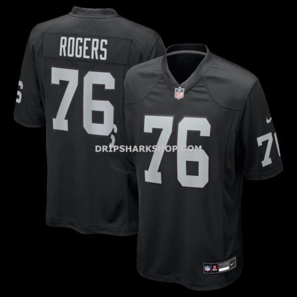 Mens Nike Caleb Rogers Black Las Vegas Raiders Team Game Jersey