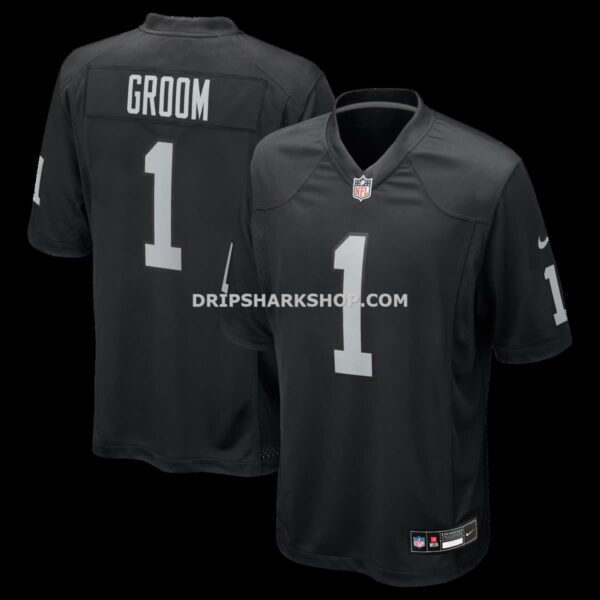 Mens Nike Number 1 Groom Black Las Vegas Raiders Game Jersey