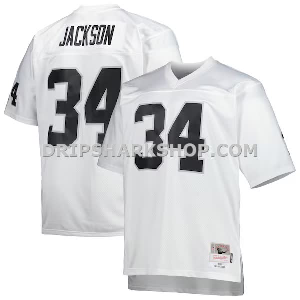 Mens Mitchell And Ness Bo Jackson White Las Vegas Raiders Big And Tall 1988 Retired Player Replica Jersey Pi4995000