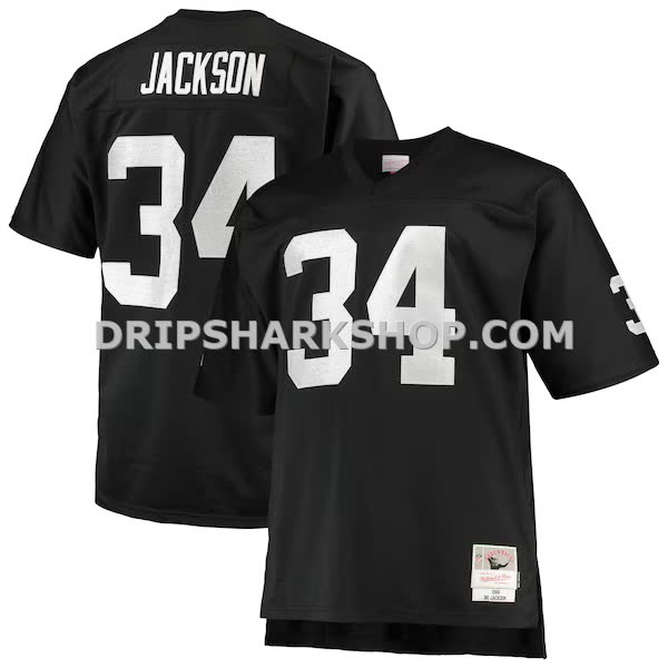 Mens Mitchell And Ness Bo Jackson Black Las Vegas Raiders Big And Tall 1988 Retired Player Replica Jersey Pi3300000