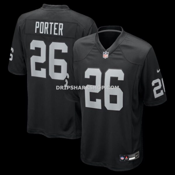 Mens Nike Darien Porter Black Las Vegas Raiders Team Game Jersey