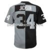 Mens Mitchell And Ness Bo Jackson Black Silver Las Vegas Raiders Big And Tall Split Legacy Retired Player Replica Jersey