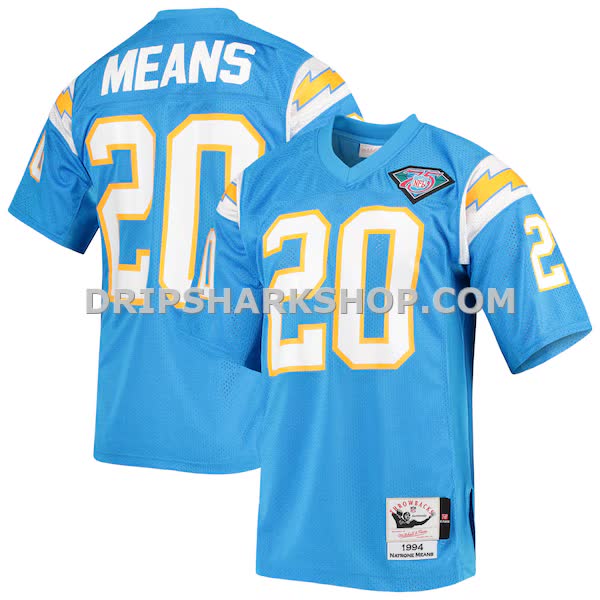 Mens Mitchell And Ness Natrone Means Powder Blue Los Angeles Chargers 1994 Authentic Throwback Retired Player Jersey Pi4