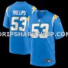 Mens Nike Delshawn Phillips Powder Blue Los Angeles Chargers Team Game Jersey