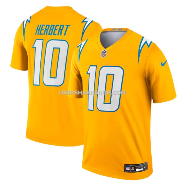 Mens Nike Justin Herbert Gold Los Angeles Chargers Alternate Charger Power Legend Player Performance Top