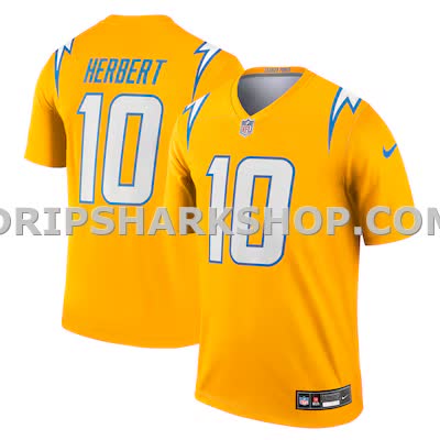 Mens Nike Justin Herbert Gold Los Angeles Chargers Alternate Charger Power Legend Player Performance Top