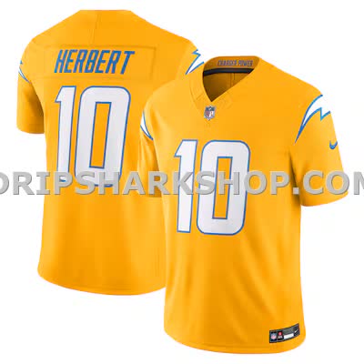 Mens Nike Justin Herbert Gold Los Angeles Chargers Alternate Charger Power Vapor Fuse Limited Jersey