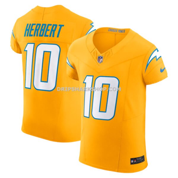 Mens Nike Justin Herbert Gold Los Angeles Chargers Alternate Charger Power Vapor Fuse Elite Jersey