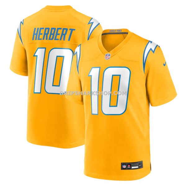 Mens Nike Justin Herbert Gold Los Angeles Chargers Alternate Charger Power Game Player Jersey