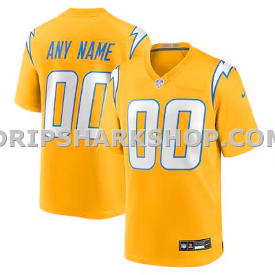 Mens Nike Gold Los Angeles Chargers Alternate Charger Power Game Custom Jersey