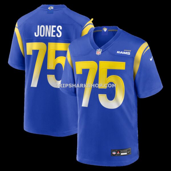 NFL195372G04-041e28 Mens Nike Deacon Jones Royal Los Angeles Rams Game Retired Player Jersey
