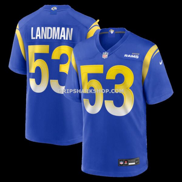 Mens Nike Nate Landman Royal Los Angeles Rams Team Game Jersey