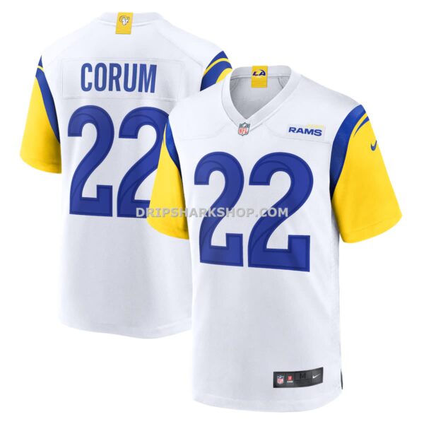 NFL19a9acG04-601029 Mens Nike Blake Corum White Los Angeles Rams Game Jersey
