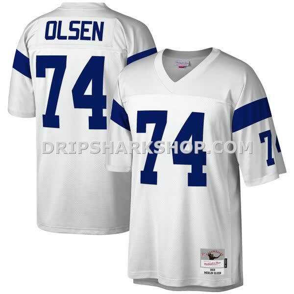 Mens Mitchell And Ness Merlin Olsen White Los Angeles Rams Legacy Replica Jersey Pi4019000