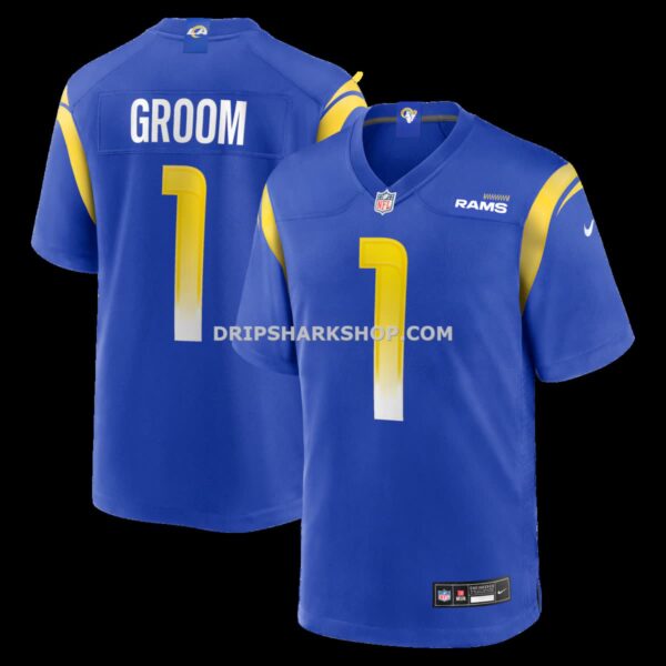 NFL19dc83G04-5b8b1b Mens Nike Number 1 Groom Royal Los Angeles Rams Game Jersey