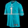 Mens Nike Number 1 Dad Aqua Miami Dolphins Game Jersey