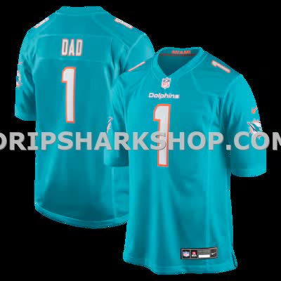 Mens Nike Number 1 Dad Aqua Miami Dolphins Game Jersey