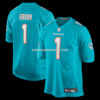 NFL20619dG04-e23842 Mens Nike Number 1 Groom Aqua Miami Dolphins Game Jersey