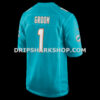 NFL20619dG06-db6727 Mens Nike Number 1 Groom Aqua Miami Dolphins Game Jersey