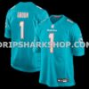 NFL20619dM01-2788a1 Mens Nike Number 1 Groom Aqua Miami Dolphins Game Jersey