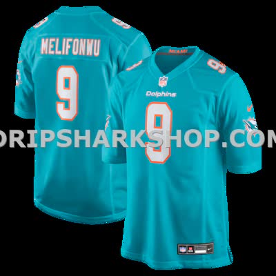 Mens Nike Ifeatu Melifonwu Aqua Miami Dolphins Team Game Jersey