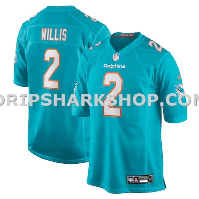 Mens Nike Malik Willis Aqua Miami Dolphins Game Jersey