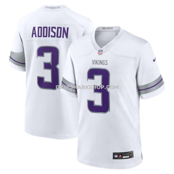 NFL212969G04-562e08 Mens Nike Jordan Addison White Minnesota Vikings Alternate Game Player Jersey