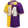 NFL217531G02-10c5e0 Mens Mitchell And Ness Randy Moss Purple Gold Minnesota Vikings Big And Tall Split Legacy Retired Player Replica Jersey
