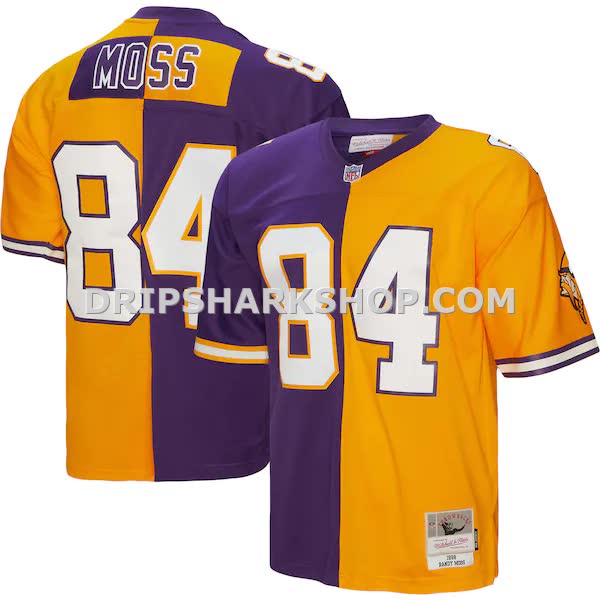 Mens Mitchell And Ness Randy Moss Purple Gold Minnesota Vikings 1998 Split Legacy Replica Jersey Pi5003000