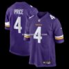 Mens Nike Myles Price Purple Minnesota Vikings Team Game Jersey