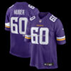 NFL21f4f8G04-858818 Mens Nike Joe Huber Purple Minnesota Vikings Team Game Jersey