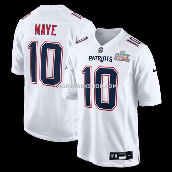 NFL220fc5G04-3e3c04 Mens Nike Drake Maye White New England Patriots Super Bowl Lx Patch Tundra Fashion Game Jersey