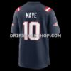 NFL222324G06-31959d Mens Nike Drake Maye Navy New England Patriots Super Bowl Lx Patch Game Jersey
