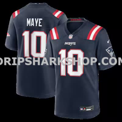 Mens Nike Drake Maye Navy New England Patriots Super Bowl Lx Patch Game Jersey