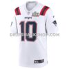 Mens Nike Drake Maye White New England Patriots Super Bowl Lx Patch Game Jersey