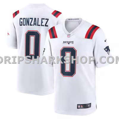 Mens Nike Christian Gonzalez White New England Patriots Game Jersey