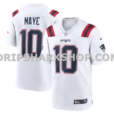 Mens Nike Drake Maye White New England Patriots Player Game Jersey