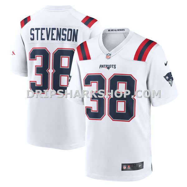 Mens Nike Rhamondre Stevenson White New England Patriots Game Player Jersey Pi5185000