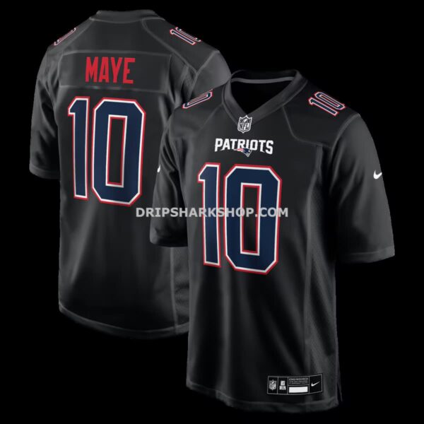 NFL226305G04-f8e909 Mens Nike Drake Maye Carbon Black New England Patriots Game Jersey
