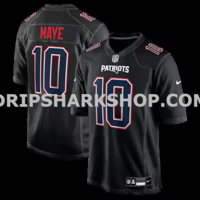 Mens Nike Drake Maye Carbon Black New England Patriots Game Jersey