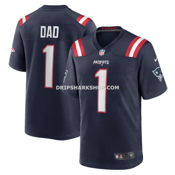 NFL22667dG04-47671e Mens Nike Number 1 Dad Navy New England Patriots Game Jersey