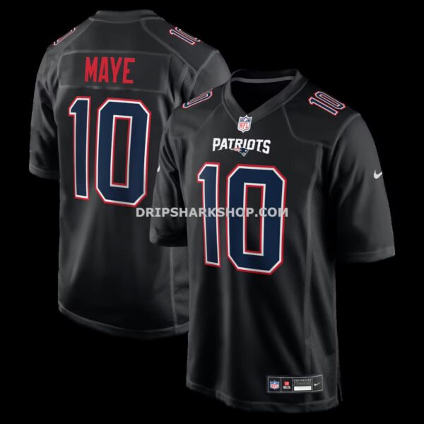 NFL22778bG04-52faa6 Mens Nike Drake Maye Carbon Black New England Patriots Fashion Game Jersey