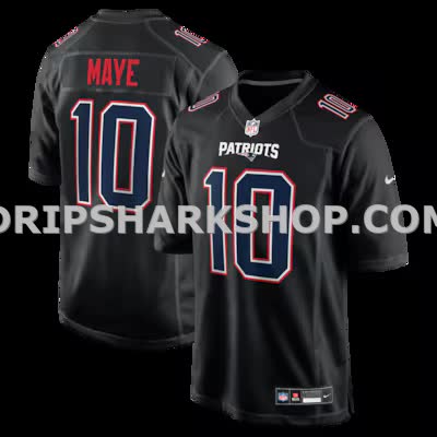 Mens Nike Drake Maye Carbon Black New England Patriots Fashion Game Jersey