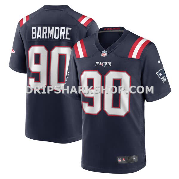 Mens Nike Christian Barmore Navy New England Patriots Player Game Jersey Pi4493000