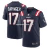 Mens Nike Bryce Baringer Navy New England Patriots Team Game Jersey