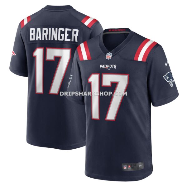 Mens Nike Bryce Baringer Navy New England Patriots Team Game Jersey