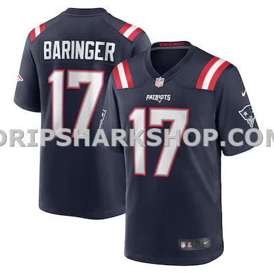 Mens Nike Bryce Baringer Navy New England Patriots Team Game Jersey
