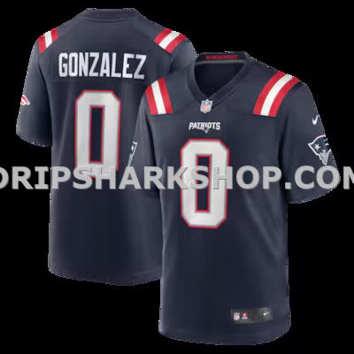 Mens Nike Christian Gonzalez Navy New England Patriots Team Game Jersey