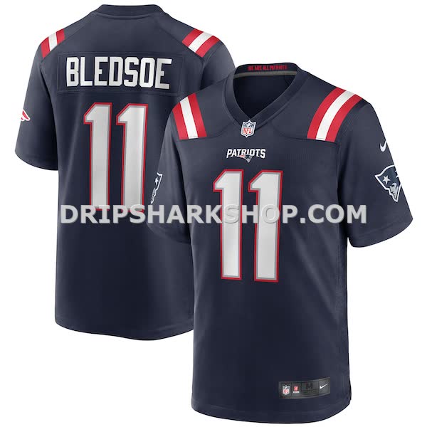 Mens Nike Drew Bledsoe Navy New England Patriots Game Retired Player Jersey Pi3974000