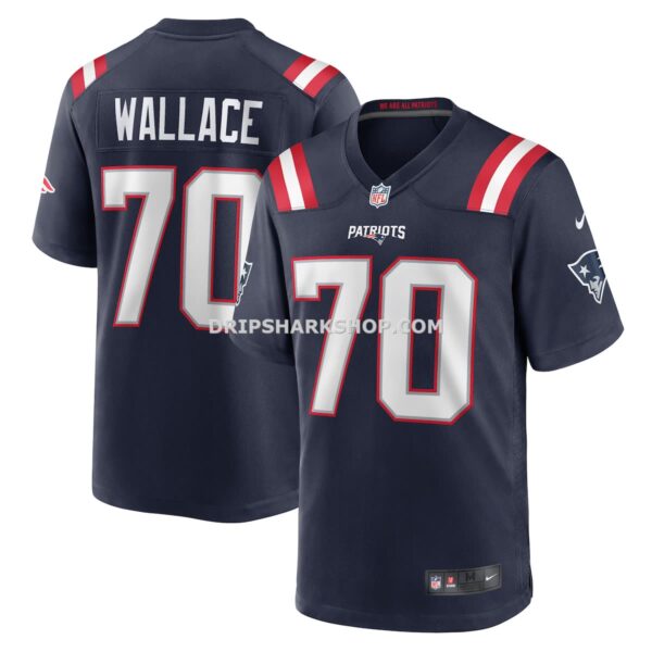 Mens Nike Caedan Wallace Navy New England Patriots Game Jersey